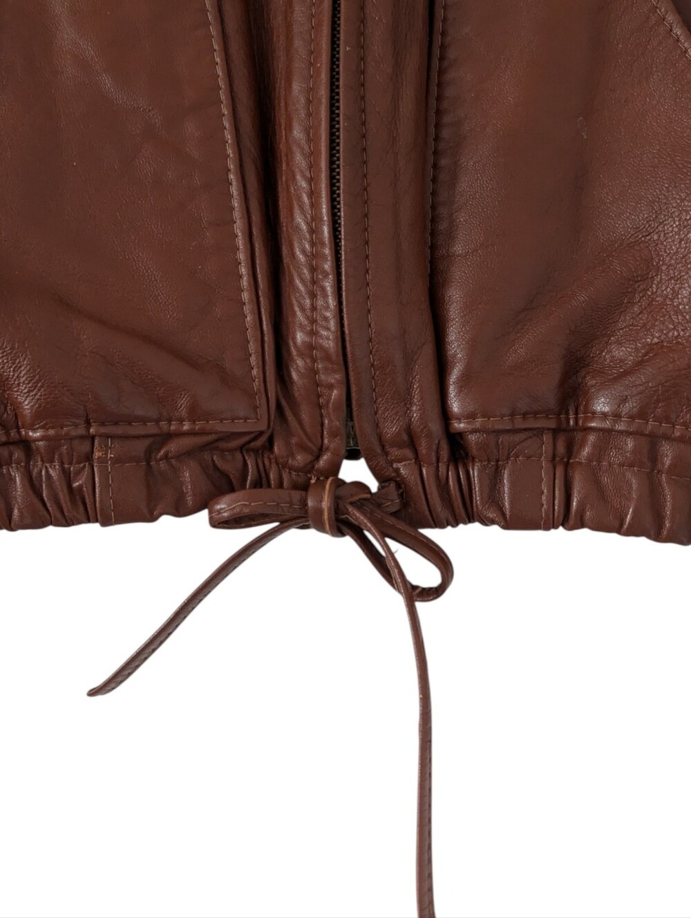 Vintage 70s Mexican Leather Hooded Bomber Jacket Size 7/8 Jrs/Womens XXS/Kids L - Picture 9 of 16